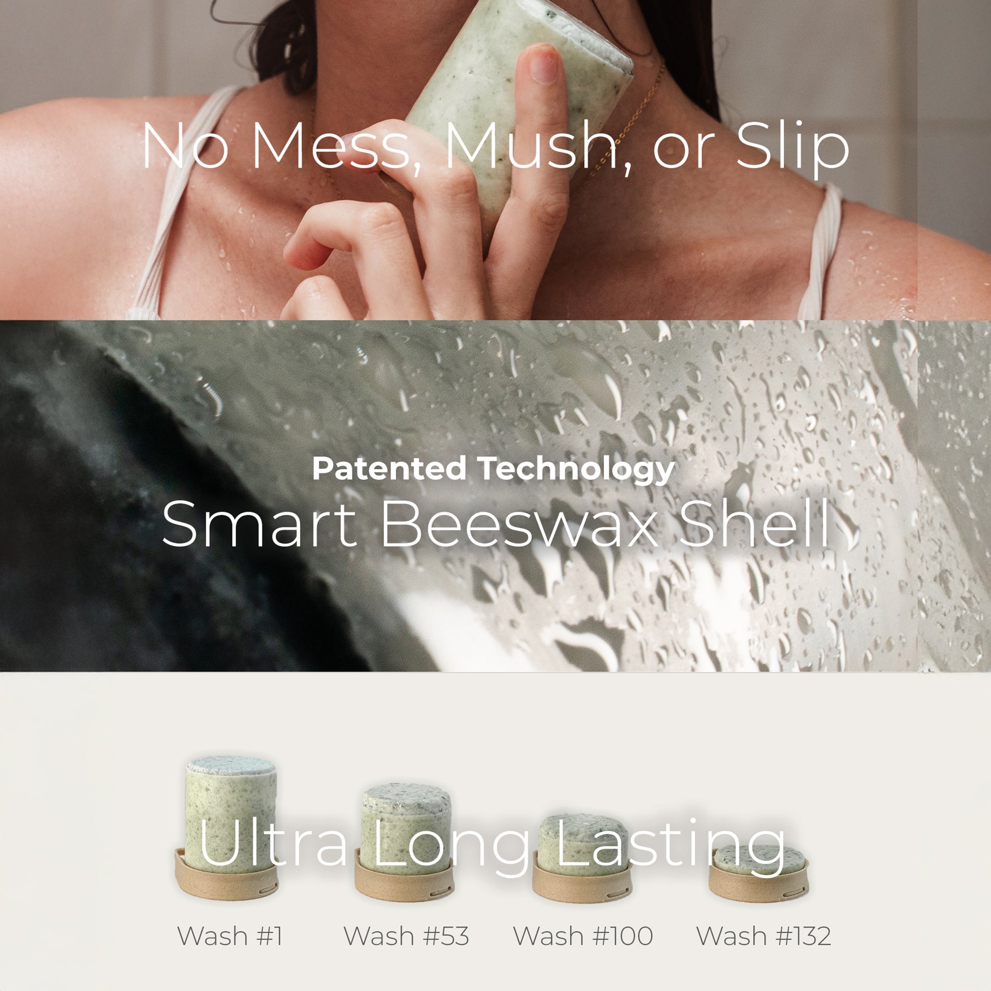 A dog licking peanut butter from a jar over a bowl of kibble against an orange background.